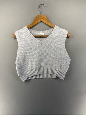 Aritzia Sunday Best Womens Sweater Vest Crop V-neck Size XS Gray Wool Blend